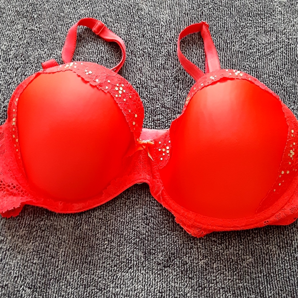 Victoria Secret Red Lace & Jeweled Bra